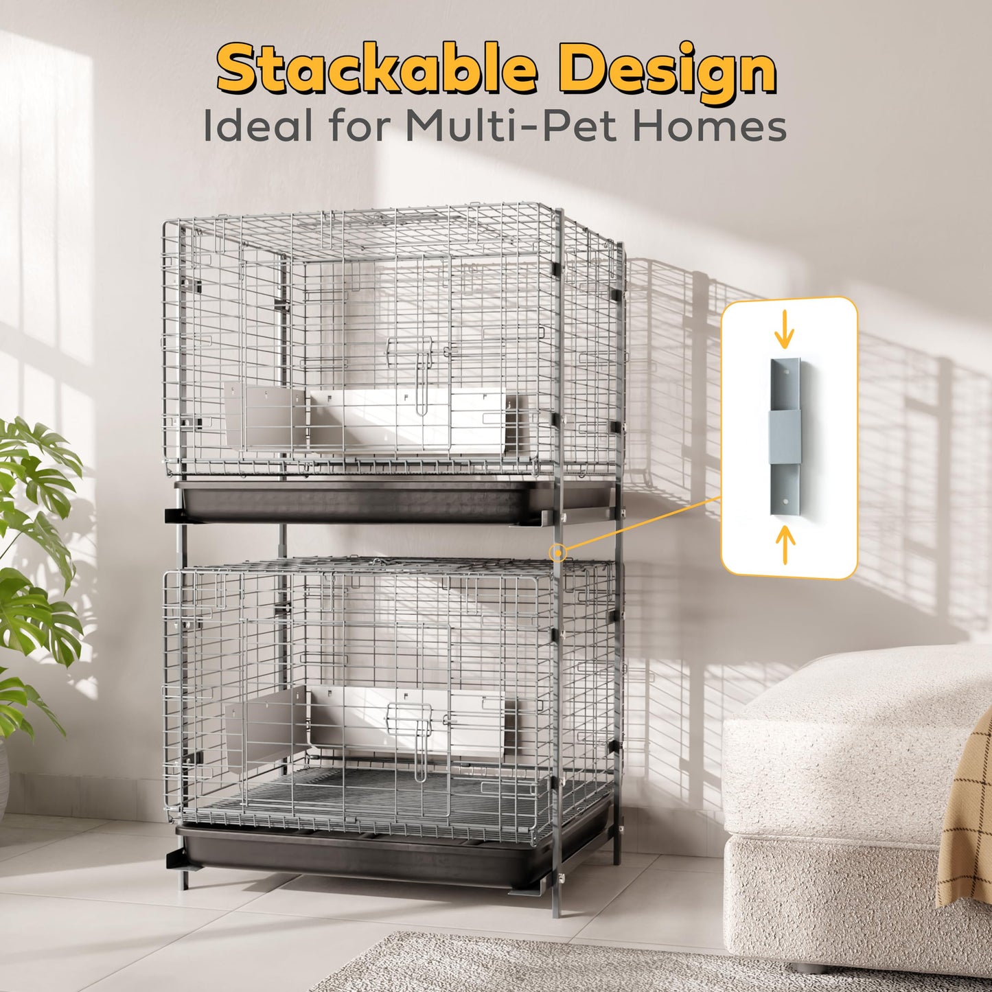 HOMESTEAD Bunny Cages with Tray - 24-inch Easy-Clean Rabbit Cage with Enhanced Kit - Leg, Frame, & Urine Guard Included - Ideal & Secure Home for Rabbits, Ferrets, Hedgehogs
