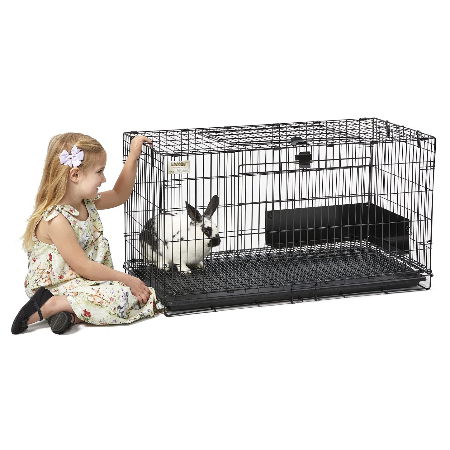 MidWest Homes for Pets Medium Wabbitat Rabbit Cage, Grid Mesh Floor, Removable Tray, Top & Front Door Access, Rust Resistant Finish, No Tools Required