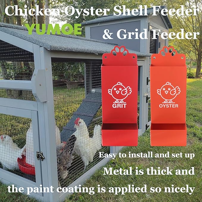 Metal Chicken Feeder Oyster Shell and Grit Dispensers for Chicken Coop Accessories
