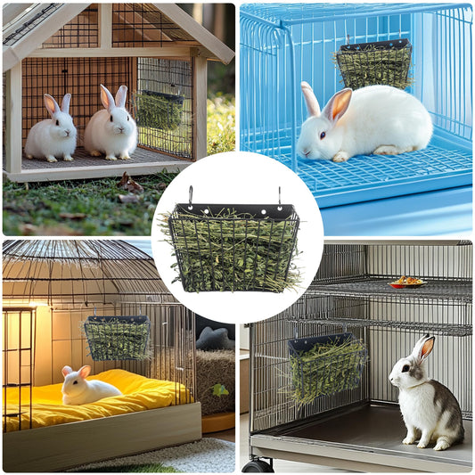Rabbit Hay Feeder, with Heavy-Duty Metal Frame， Hay Holder for Rabbits - for Rabbits， Bunny, Guinea Pigs, Chinchillas， 9.6x4.5x6.3 inch