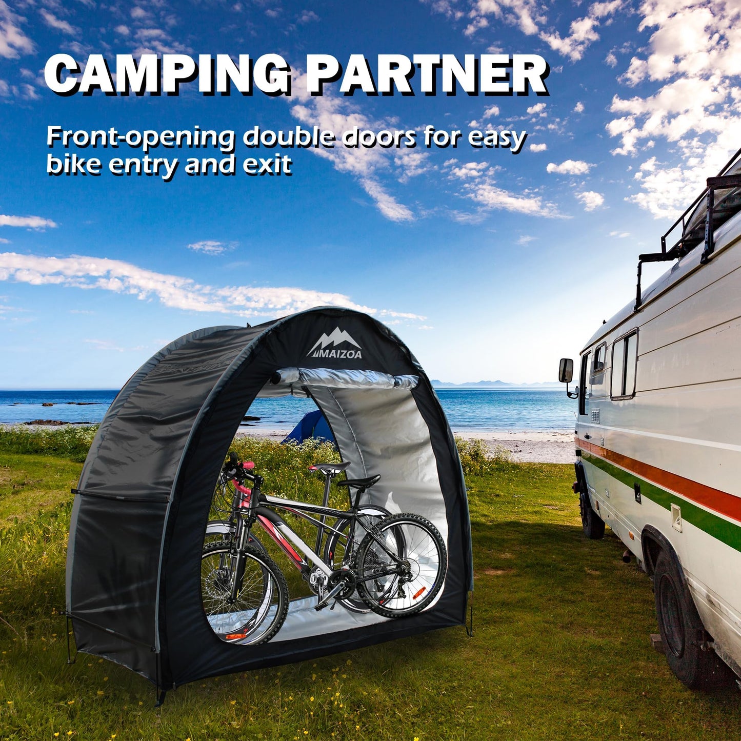 MAIZOA 83 x 32 x 65 in Outdoor Bike Covers Storage Shed Tent,210D Oxford Thick Waterproof Fabric,Outdoor Aluminum Alloy Bracket Bicycle Storage shed, Neat Tent Bicycle Cover