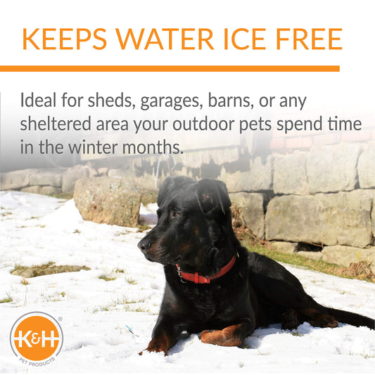 K&H Pet Products Thermal-Bowl Heated Water Bowl for Cats & Dogs Outside, Safety Listed Outdoor Heated Dog Dish for Pets, Automatic No Freeze, Anti Chewy Cord - 96 Ounces Blue 25W