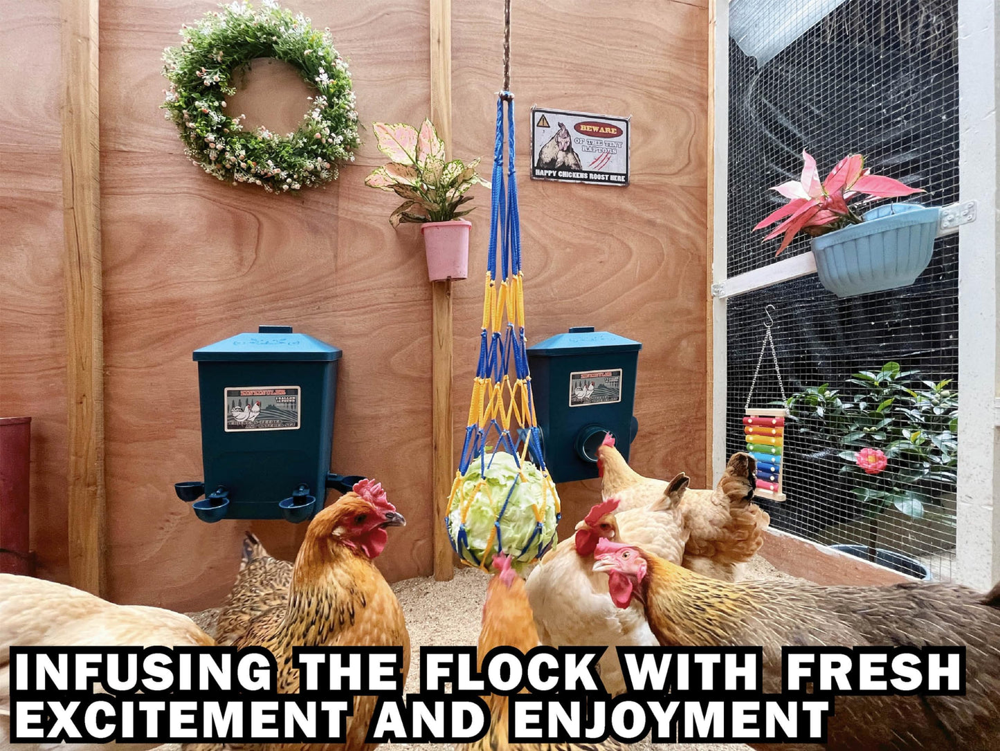 Automatic Port Chicken Feeder and Cup Waterer Set - Chicken Coop Accessories, No Waste Poultry Feeder, 3 Gallon/16 Pounds