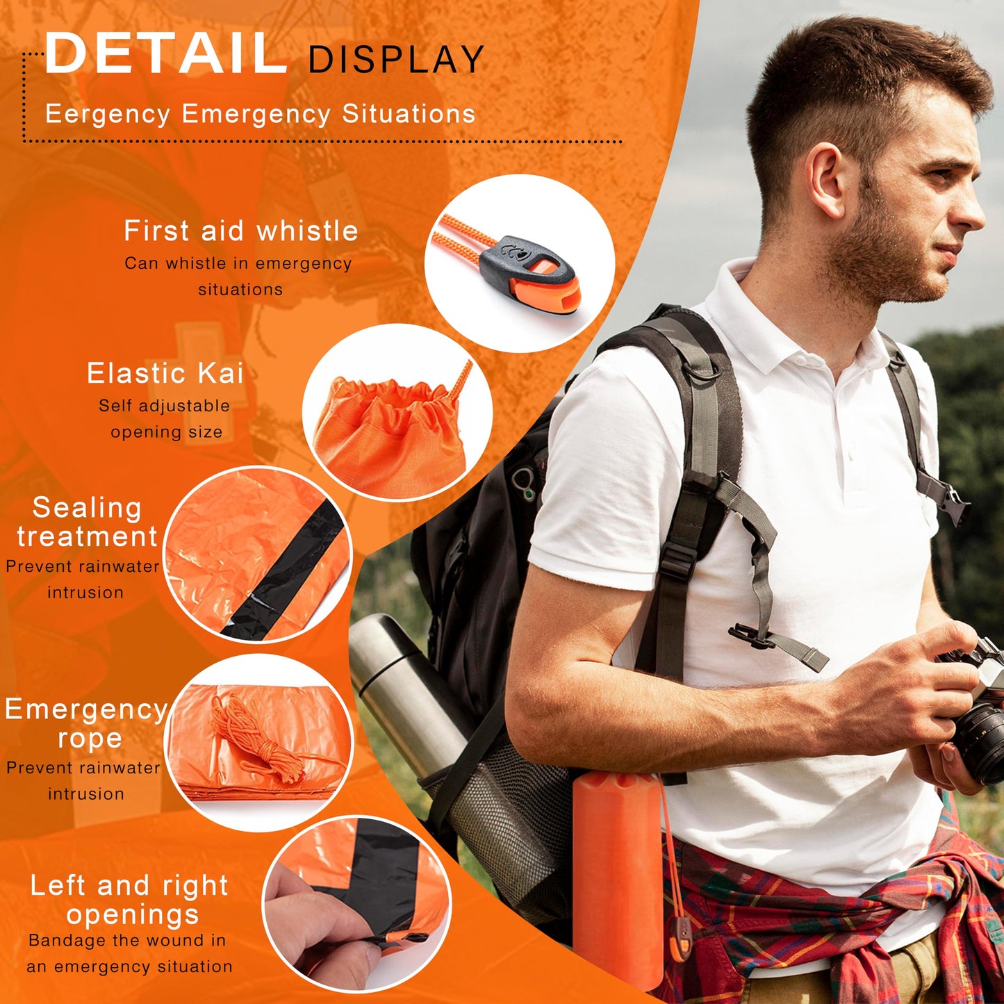 SunHalo Gear Emergency Survival Tent Shelter, 2 Person Emergency Tent with Emergency Whistle Emergency Shelter Tube Tent for Camping, Hiking, Backpacking