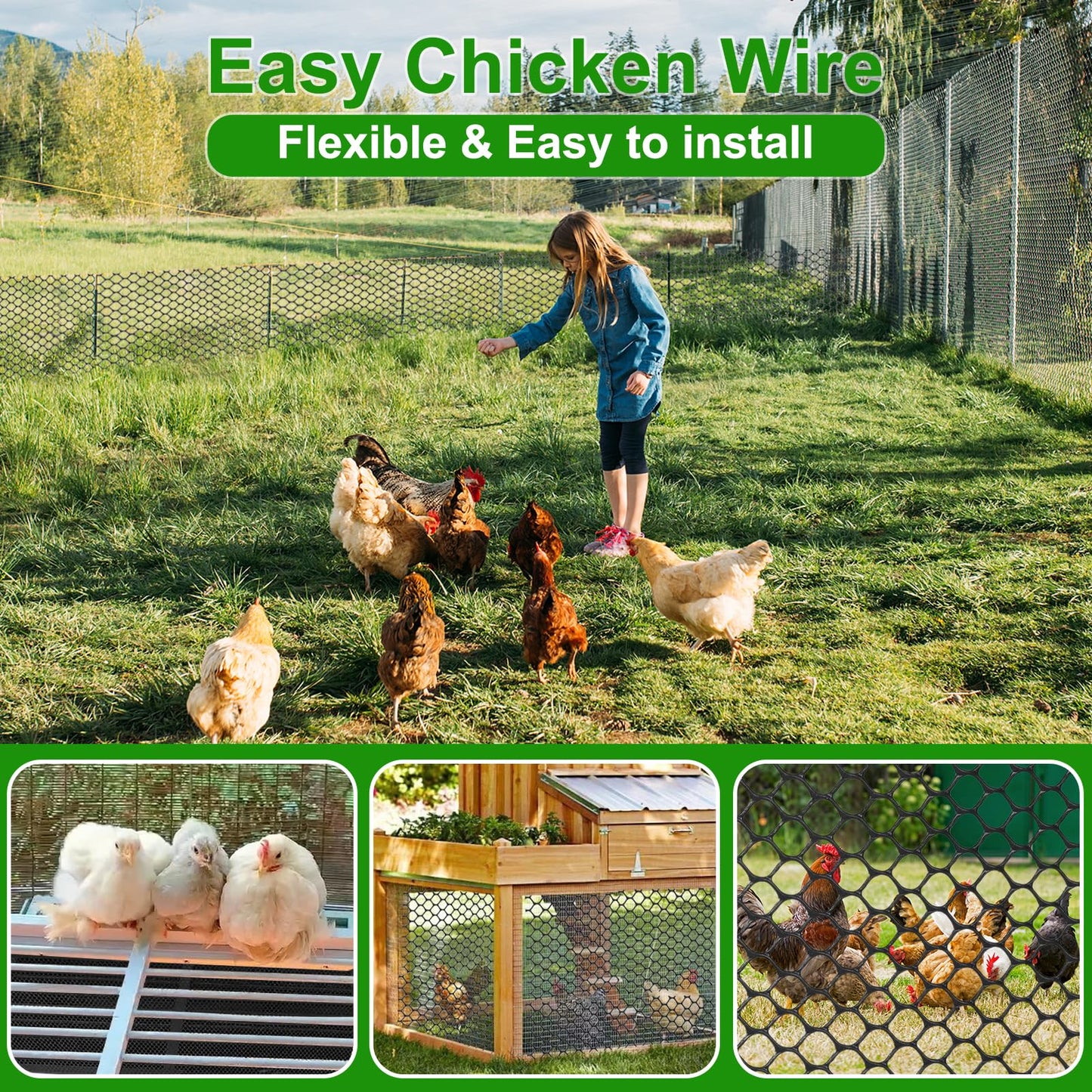 Plastic Chicken Wire Mesh - 15.7 in x 10 ft Black, Plastic Wire Mesh Fence for Dogs, Cats & Poultry - Garden Netting & Animal Barrier, Balcony Netting for Pets - Laddatz