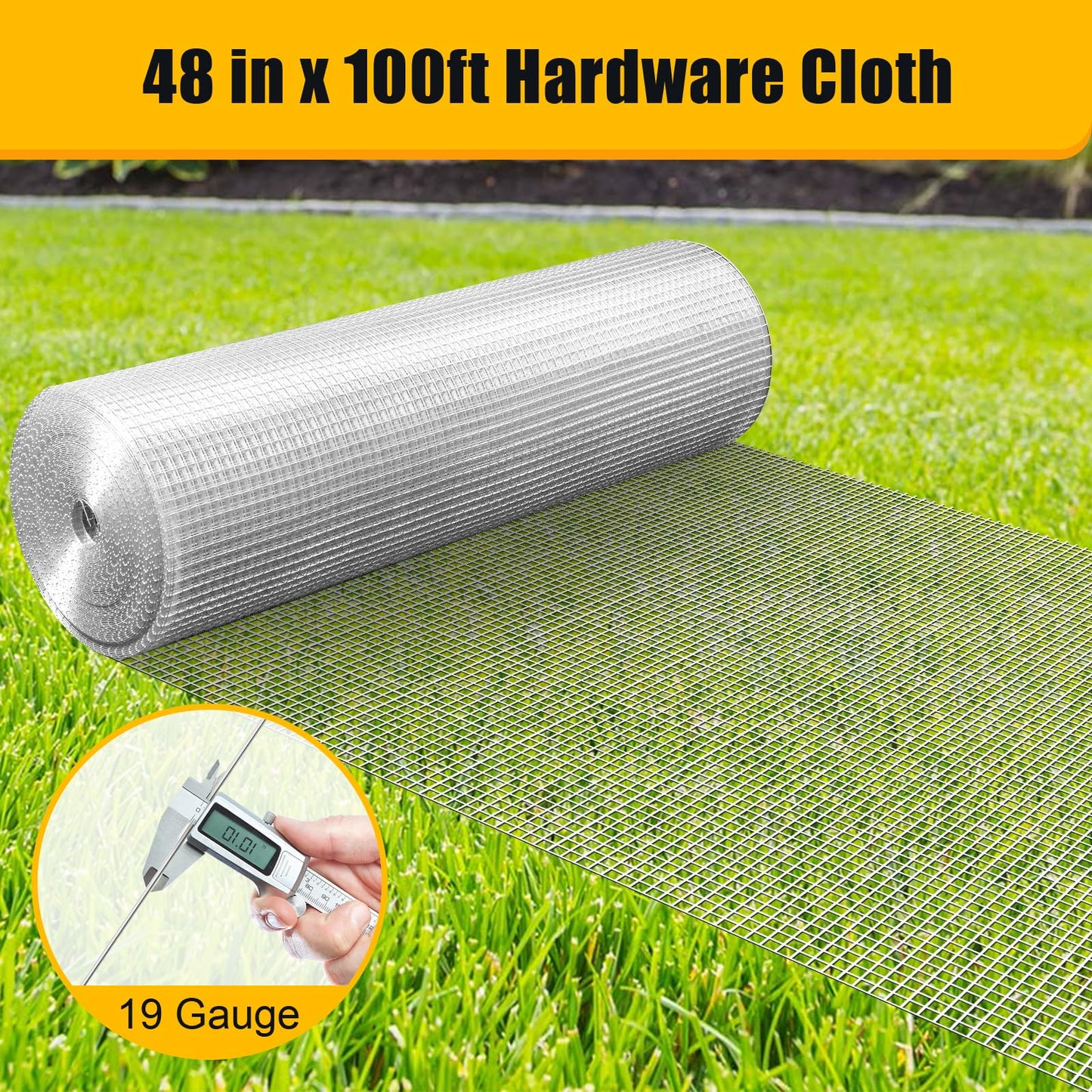 Liyarya Hardware Cloth 1/2 inch 48 x 100 ft 19 Gauge Wire Chicken Fencing, 48'' x 100' Hot Dip Galvanized Chicken Wire Rabbit Fence Poultry Hardware Cloth Chicken Wire Mesh Roll for Garden