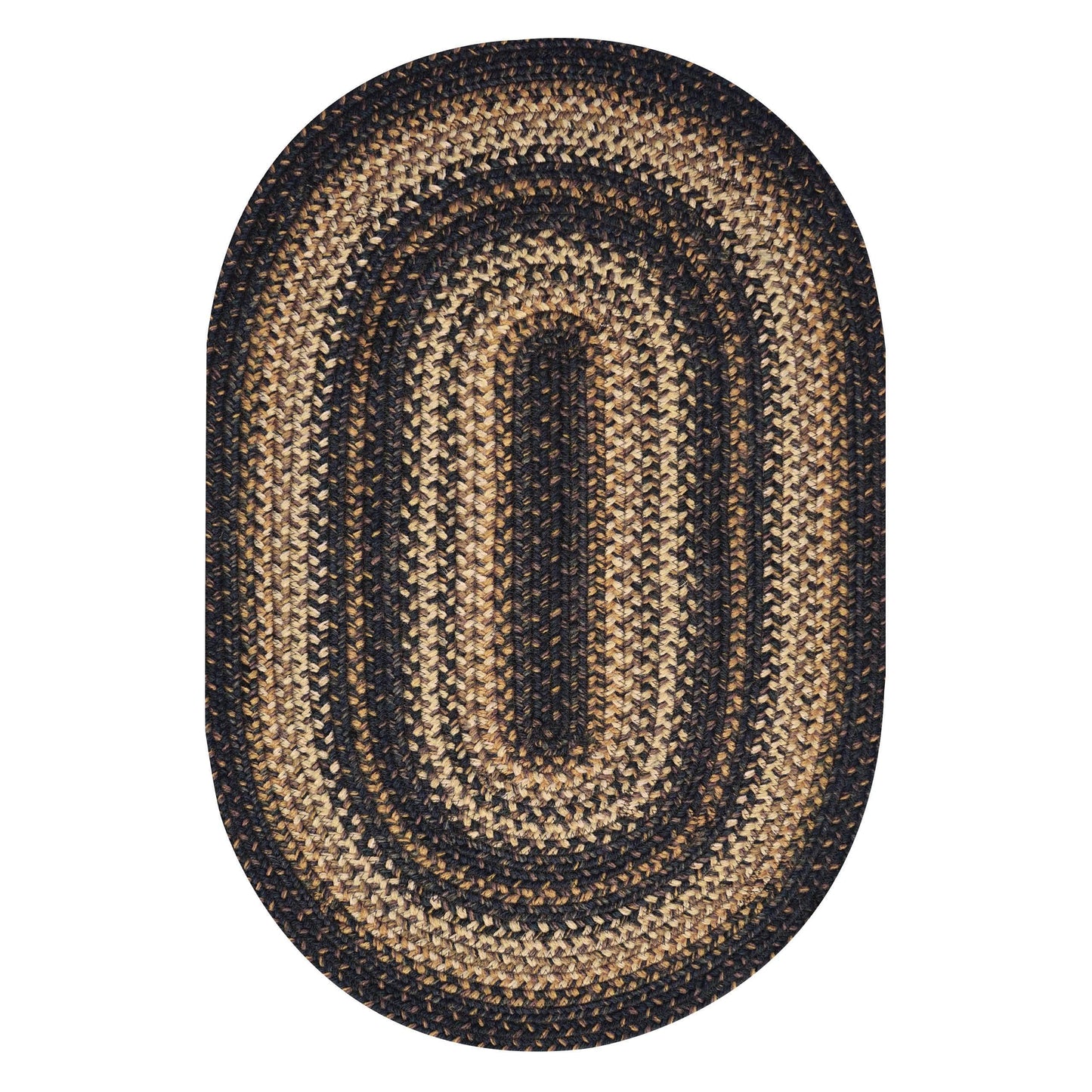 Homespice Kilimanjaro Premium Jute Braided Area Rug, 5' x 8' Oval Black and Brown, Reversible, Natural Jute Yarn Rustic, Country, Primitive, Farmhouse Style - 30 Day Risk Free Purchase