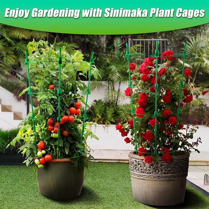 Upgrade Tomato Cage for Garden, 6 Pack 36 Inches Adjustable Tomato Plant Support Cages, Tomato Stakes Trellis for Vegetables, Flowers, Fruit, Rose Vine, Climbing Plants