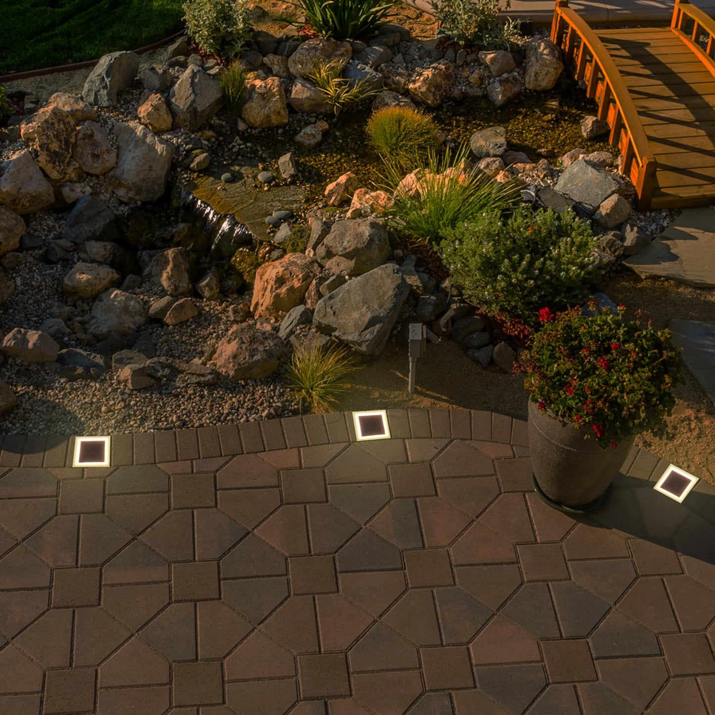 LUMENGY Solar Paver Light 4×4 inch, Up to 12 Hours Continues Lighting, Stainless Steel, Glare-Free Lighting for Driveways & Garden, 2700K Warm White, Waterproof & Drive-Over Rated (6-Packs)