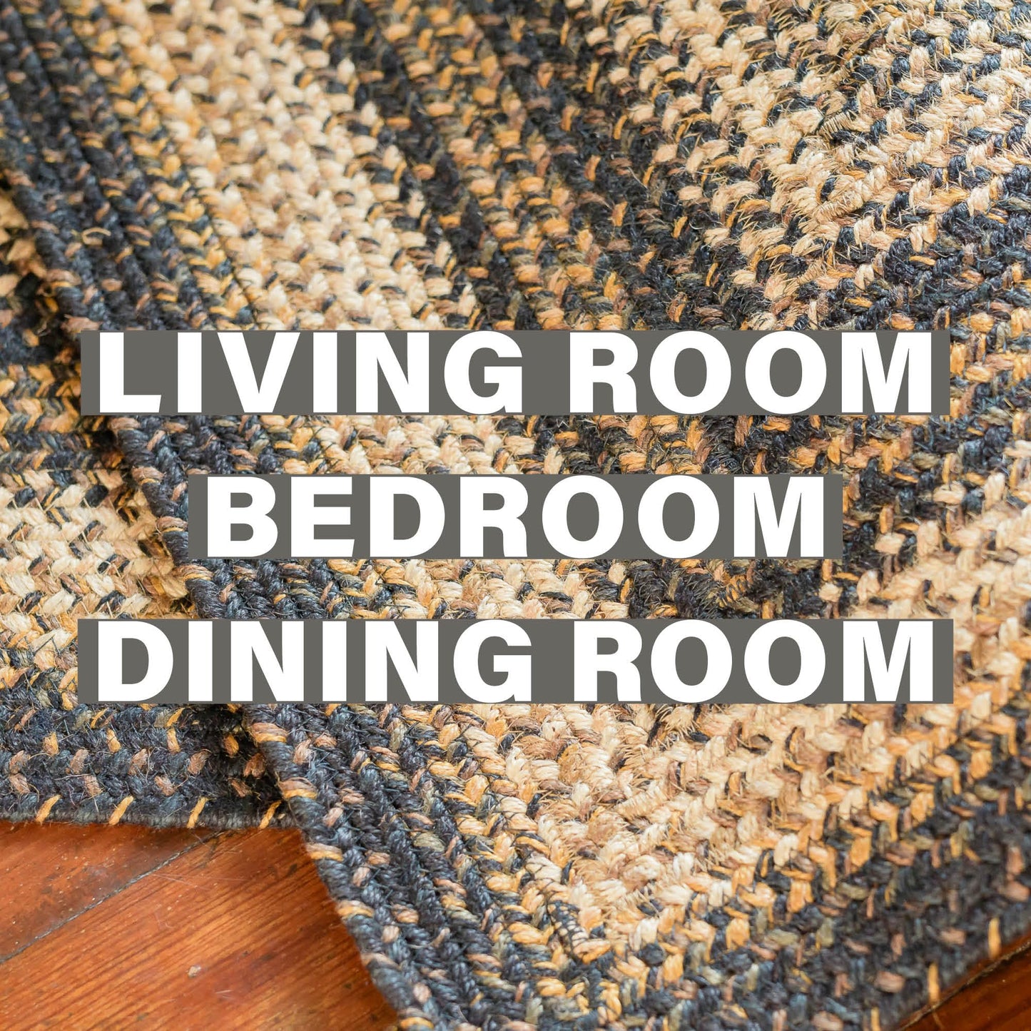 Homespice Kilimanjaro Premium Jute Braided Area Rug, 5' x 8' Rectangular Black and Brown, Reversible, Natural Jute Yarn Rustic, Country, Primitive, Farmhouse Style - 30 Day Risk Free Purchase