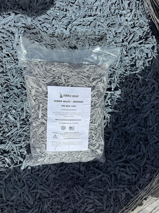 100% Wire-Free Shredded Rubber Mulch – Gray – 20 lb (1.2 cu ft) – Long-Lasting, Low Maintenance, Safe for Kids & Pets – Ideal for Landscaping & Playgrounds