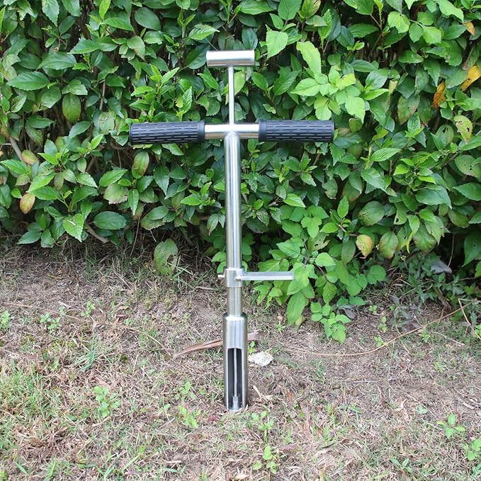 Soil Sample Probe 20” with Ejector and Foot Pedal,Soil Probe Stainless Steel T-Style Handle Soil Test Kit,Soil Probe Rod for Soil Sampling Plant Care/Agriculture/Garden/Farm