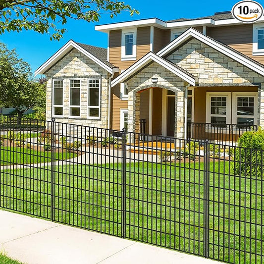 10 Panels No Dig Garden Fence with Gate, 40 in(H) X 24.2 ft(L) Metal Fence Panels, Thickened Rustproof Garden Fencing, Animal Barrier Fence for for Dogs, Rabbits, Landscape, Patio