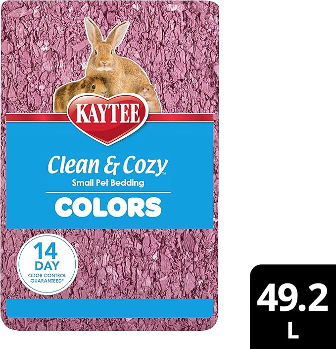 Kaytee Clean & Cozy Colors, Small Animal Bedding with Extreme Odor Control, Plum, 49.2 Liters