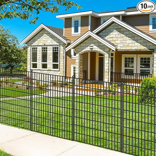 10 Panels No Dig Garden Fence, 40 in(H) X 24.2 ft(L) Metal Fence Panels, Thickened Rustproof Garden Fencing, Animal Barrier Fence for for Dogs, Rabbits, Landscape, Patio