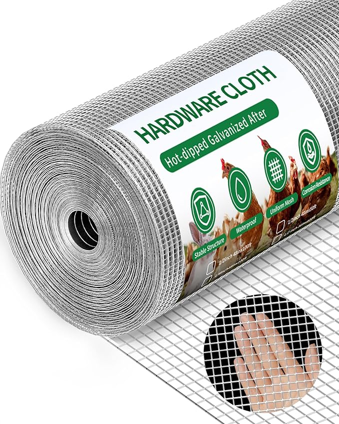 1/2" x 36" x 100FT Silver Hardware Cloth - Hot-Dip Galvanized Chicken Wire Fencing, 19 Gauge Welded Wire Mesh Roll for Chicken Coop, Rabbit, Snake, Deer Fencing and Garden/Tree Protection