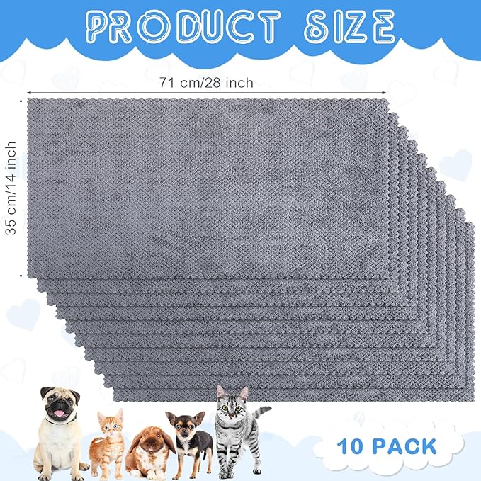 10 Pcs Guinea Pig Cage Liners Washable Rat Bedding for Guinea Pigs Controlling Absorbent Waterproof Pee Pads Blanket for Rabbits Hamster Small Animals Chinchilla(14 x 28 Inch,Gray)