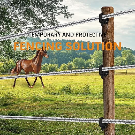 Electric Fence Poly Tape, Heavy-Duty Sure Shock PVC, Electric Fence for Livestock, 500ft(152m), 1 Inch, White and Black