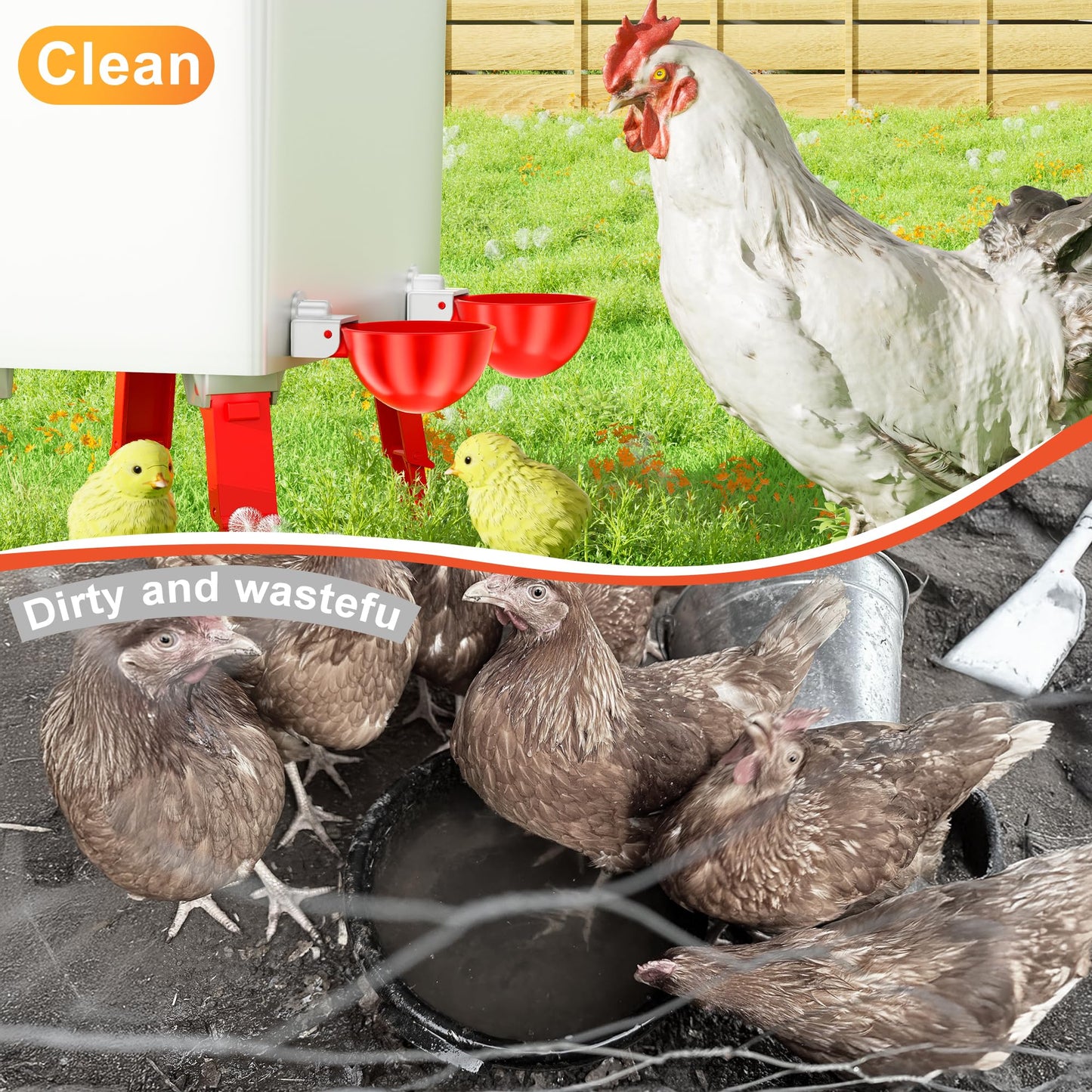 ZenxyHoC Chicken Waterer Cups, 8 Pack Automatic DIY Chicken Water Cups with 3/8'' Hole Saw