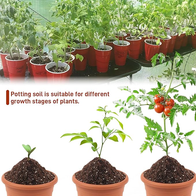 18QT Potting Soil Mix for Indoor Plants - Contains Perlite, Peat Moss, Coco Coir & Rice Charcoal, Natural & Organic Material with Well-Draining, Light & Aerated Texture for Healthy Roots & Fast Growth
