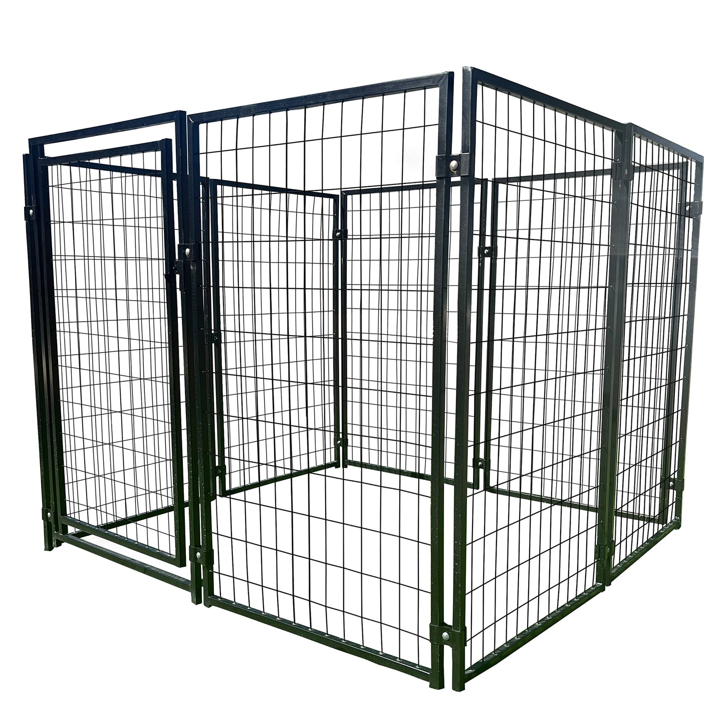 ALEKO Steel Dog Kennel Playpen | Indoor Outdoor Pen for Small/Medium/Large Puppy/Dog | 5'x5'x4' Large Galvanized Steel Kennel| Anti-Rust | Portable Travel Pet Kennel |(Black DK5X5X4SQ)