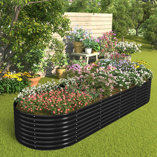 FRIZIONE 9FT(L)×3FT(W)×2FT(H) Galvanized Raised Garden Bed Outdoor, Metal Raised Garden Beds for Flower, Raised Planter Box Outdoor for Herb, Vegetable-Gray