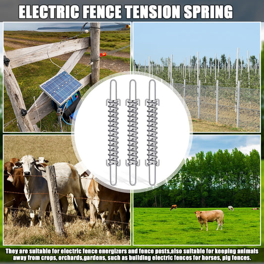 Tandefio 10 Pcs Heavy Duty Electric Fence Tension Spring, Electric Fence Spring Livestock Spring Gates, Galvanized Steel Livestock Spring for Permanent and Flexible Agricultural
