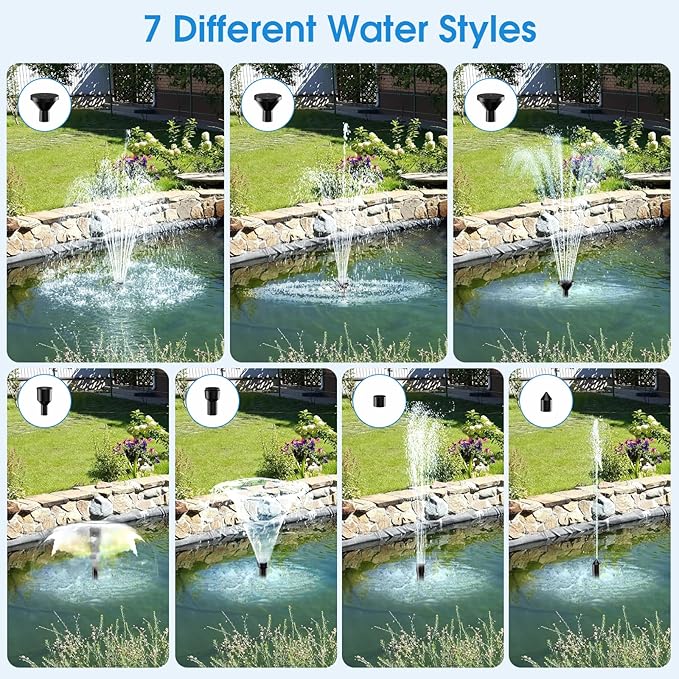 POPOSOAP Solar Water Fountain Pump, 12W Solar Water Pump with Dry Run, Solar Powered Water Pump with Clear Tubing & 17Ft Cord Length for Ponds, Fish Tank, Garden, Waterfall, Hydroponics