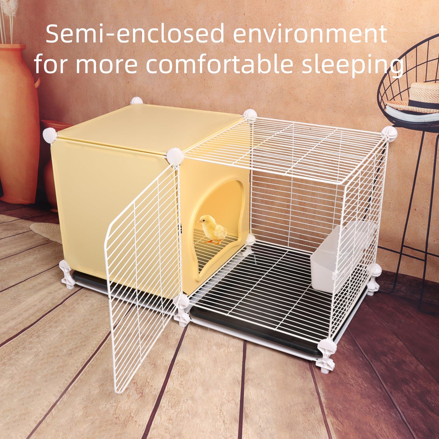 Metal Chicken Coop with Ventilation Design - Outdoor Brooder Box with Removable Tray for Chicks, Rabbits, Quails, and Poultry(S: 27.7" L 14.1" W x 15.7" H)