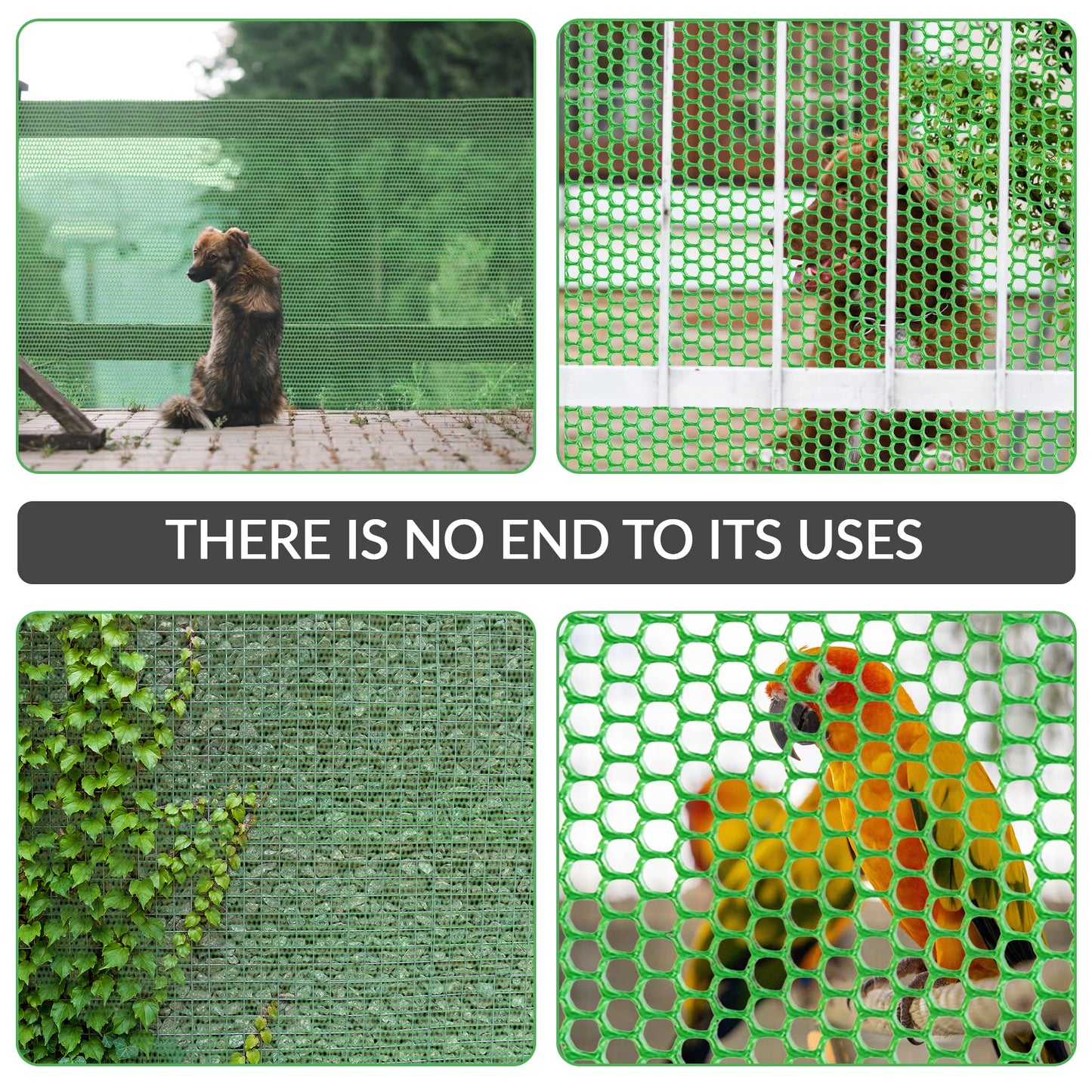 QueenBird Green Plastic Wire Mesh Fence 15.7IN x 10FT Roll - Ideal for Poultry, Dogs, Rabbit, Snake Barrier & Gardening - Durable Plastic Chicken Wire Mesh - Versatile Plastic Fencing&Netting Solution