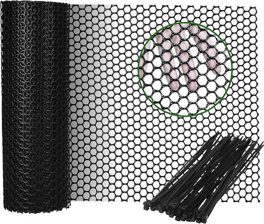 Gardzen Plastic Chicken Wire Mesh with 40 pcs Ties, 16in x 20ft Durable Chicken Fence for Poultry, Garden Protection & DIY Crafting, Heavy-Duty Mesh Netting for Outdoor & Indoor Use