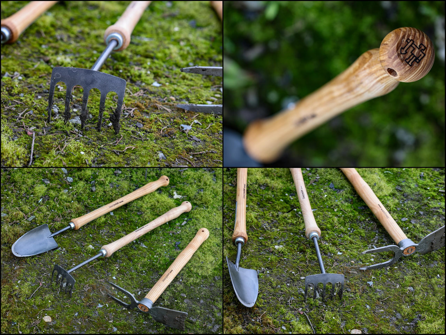 IDEALSPATEN Small Garden Tool Set Collection - 4 Piece Set - Panzer Field Shovel, Heidelberg Hand Mattock, Hanover Hand Rake, Lübeck Hand Shovel