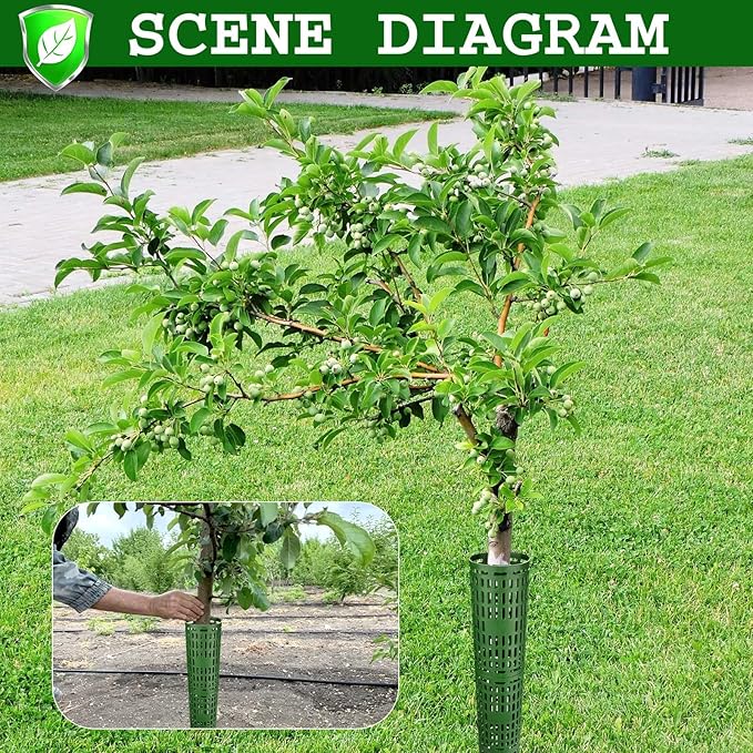 YGAOHF Tree Trunk Protector - 15 Pack Plant and Tree Guard Protector, Expandable Tree Bark Protector, Great Protection from Trimmers, Mowers, Animals (Green)