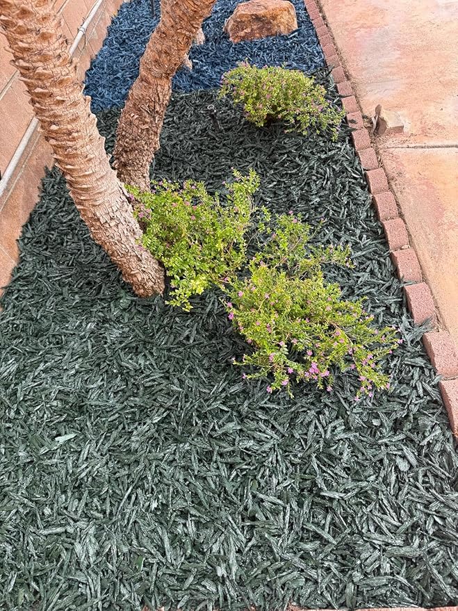 100% Wire-Free Shredded Rubber Mulch – Green – 10 lb (0.6 cu ft) – Long-Lasting, Low Maintenance, Safe for Kids & Pets – Ideal for Landscaping & Playgrounds