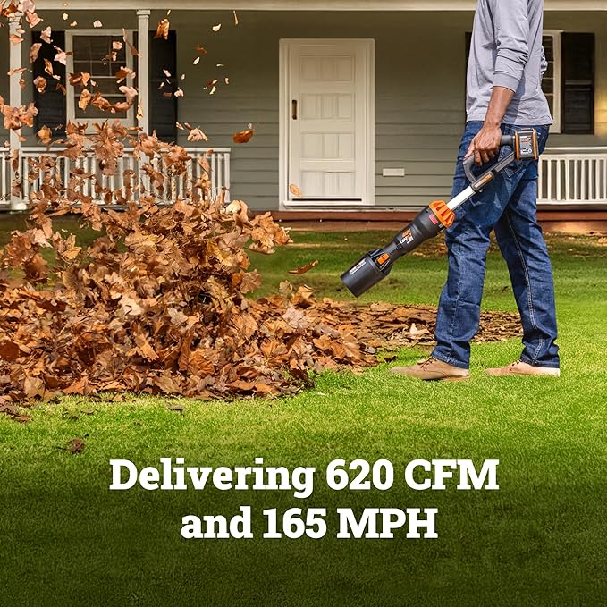 WORX Nitro WG585.9 40V Cordless Leaf Blower, Electric Blower with 620CFM & 165MPH, Blowers for Lawn Care with Brushless Motor & 3 Speed Control, 2 Batteries & Charger Not Included