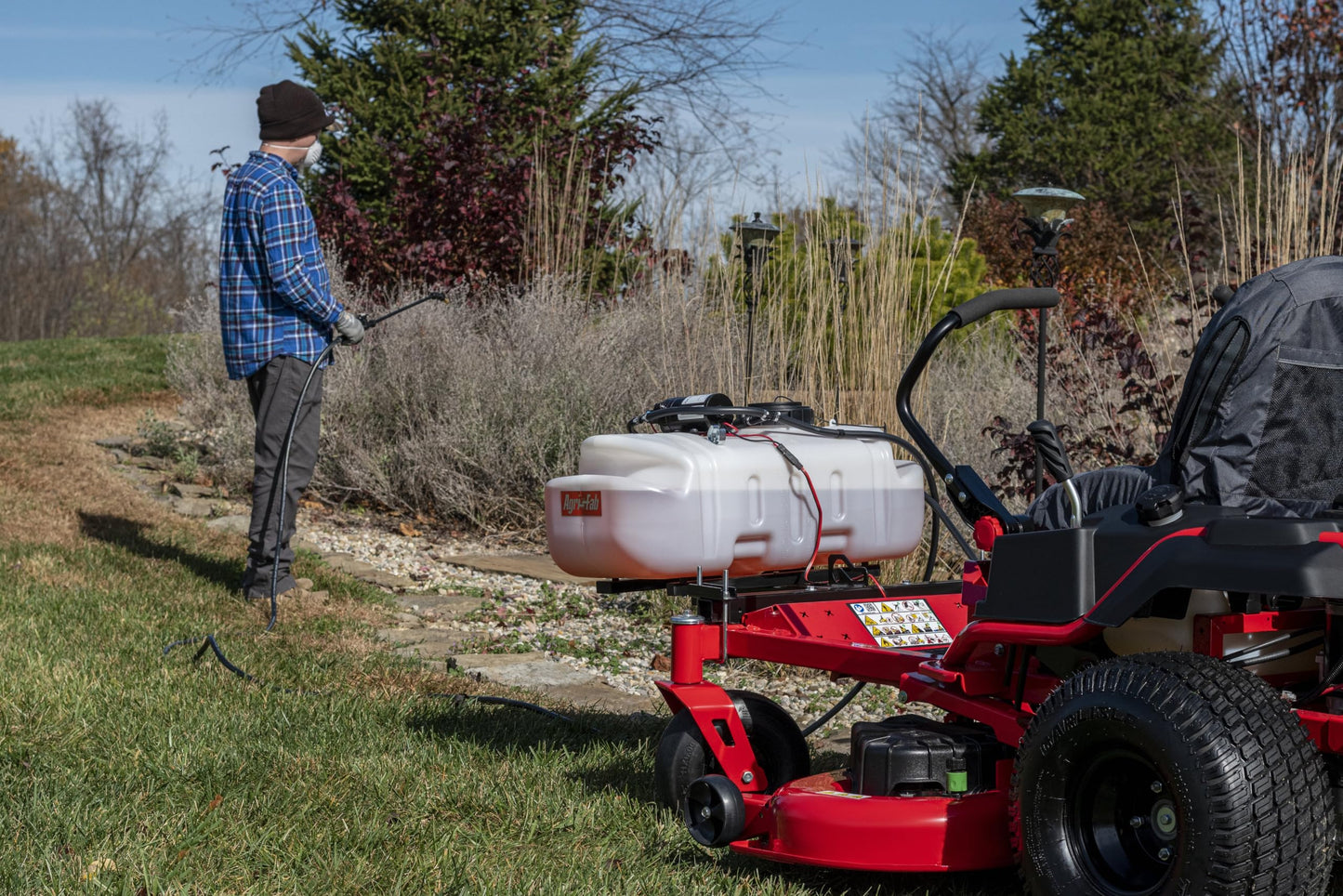 Agri-Fab 45-0628 Zero Turn Riding Lawn Mower Sprayer with Boom and Spray Wand 15 - Gallon Capacity Tank, 2.2 GPM, 100 PSI Sprayer Pump, Universal Design fits Many Zero Turn Brands