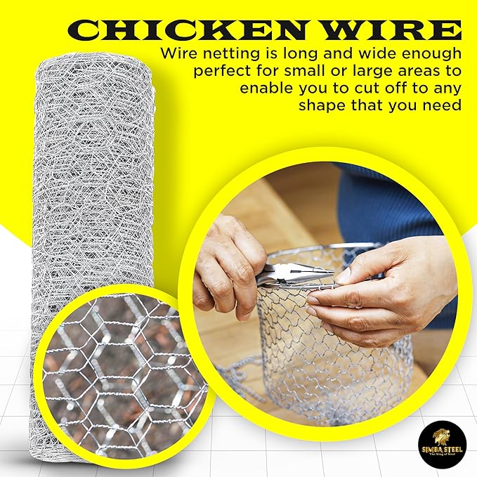 Chicken Wire 12 in x 150 FT x 2” Mesh x 20GA | Poultry Wire Netting | Hot Dipped Galvanised | Hexagonal Galvanized Mesh for Chicken Coop, Rabbit Cage, Fence Barrier PM12x150x2