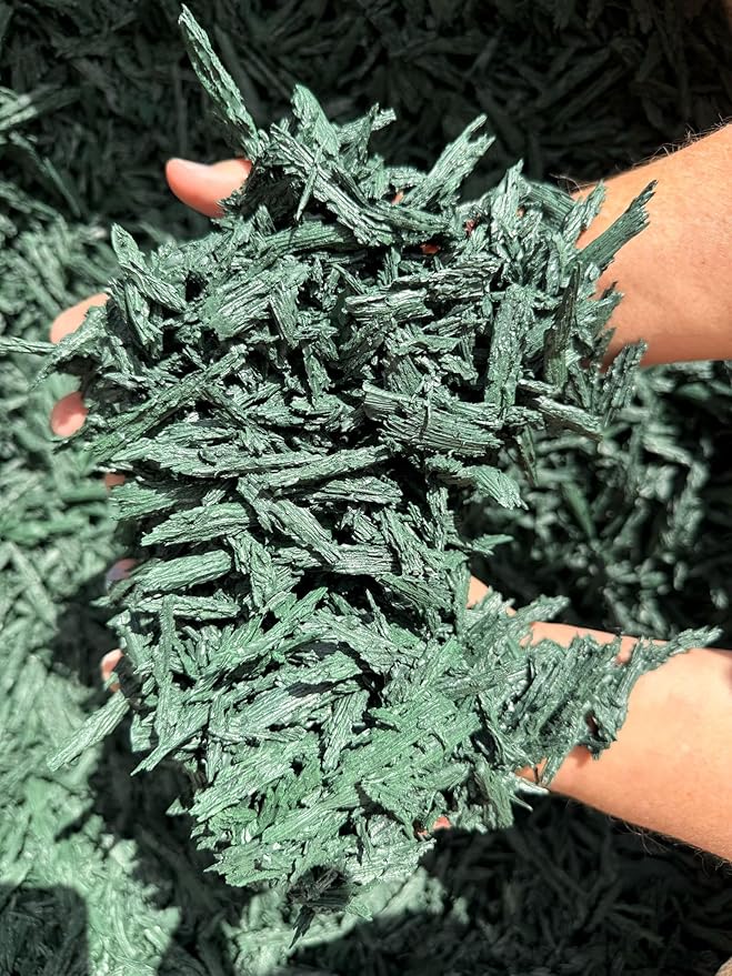 100% Wire-Free Shredded Rubber Mulch – Green – 20 lb (1.2 cu ft) – Long-Lasting, Low Maintenance, Safe for Kids & Pets – Ideal for Landscaping & Playgrounds