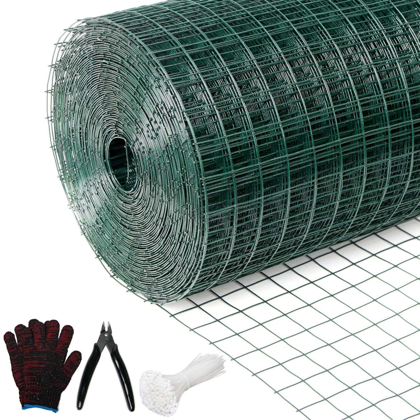 Wirewonders Hardware Cloth 1/2inx 24in x 100ft Chicken Wire, Green Garden Fence, PVC Coated Metal Welded Wire Mesh for Preventing Snakes, Raccoons, Foxes, Poultry Netting
