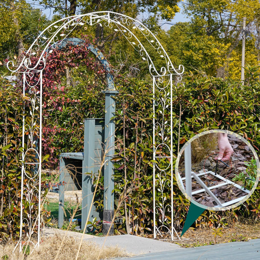 Sungmor Metal Garden Arbor, 92.5" High x 11.8" Wide Outdoor Garden Arch Trellis, Elegant White Archway for Wedding Party Event, Climbing Plants and Vine Flowers Support, Lawn Patio Yard Decoration