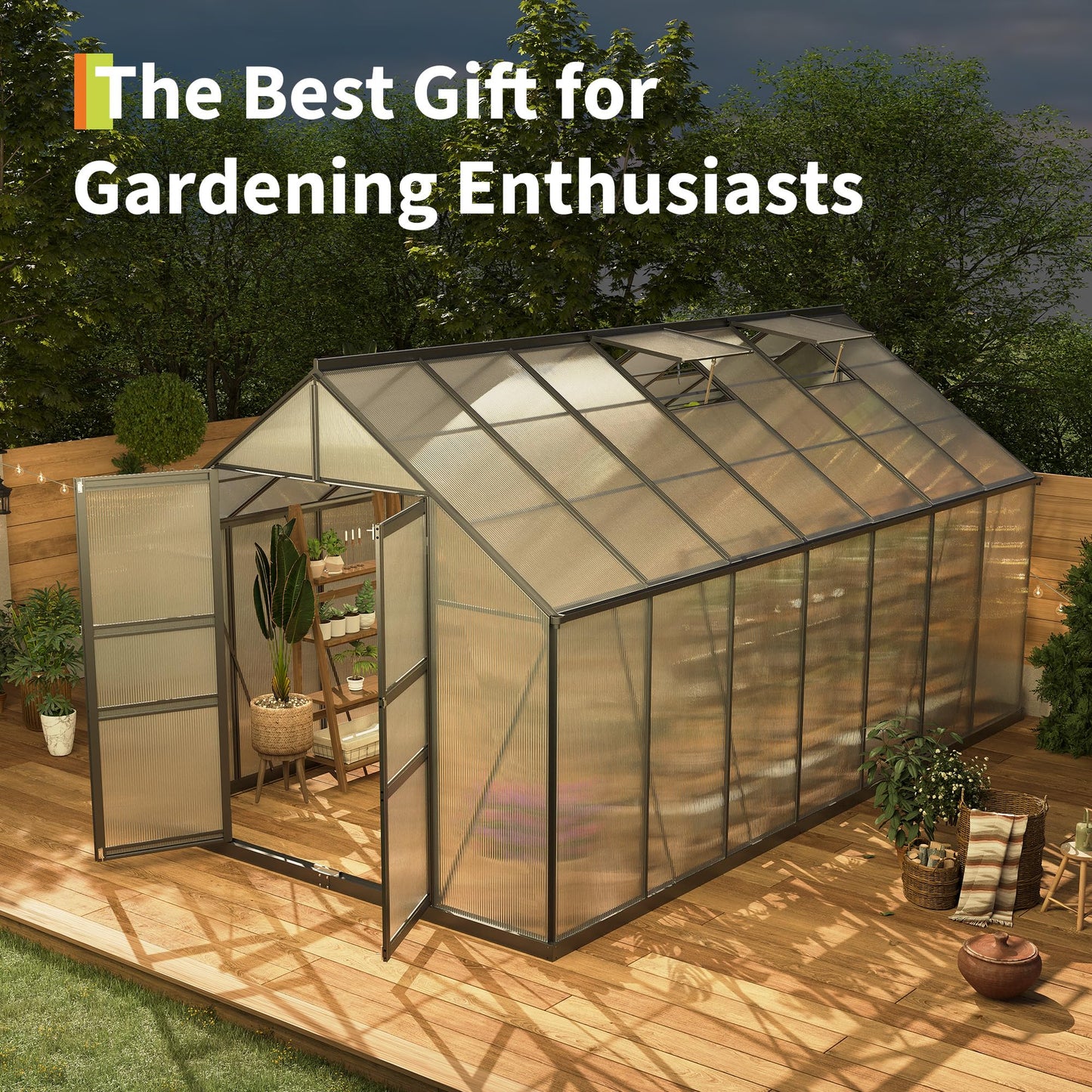 8x14FT Greenhouses for Outdoors,Heavy Duty Polycarbonate Greenhouse