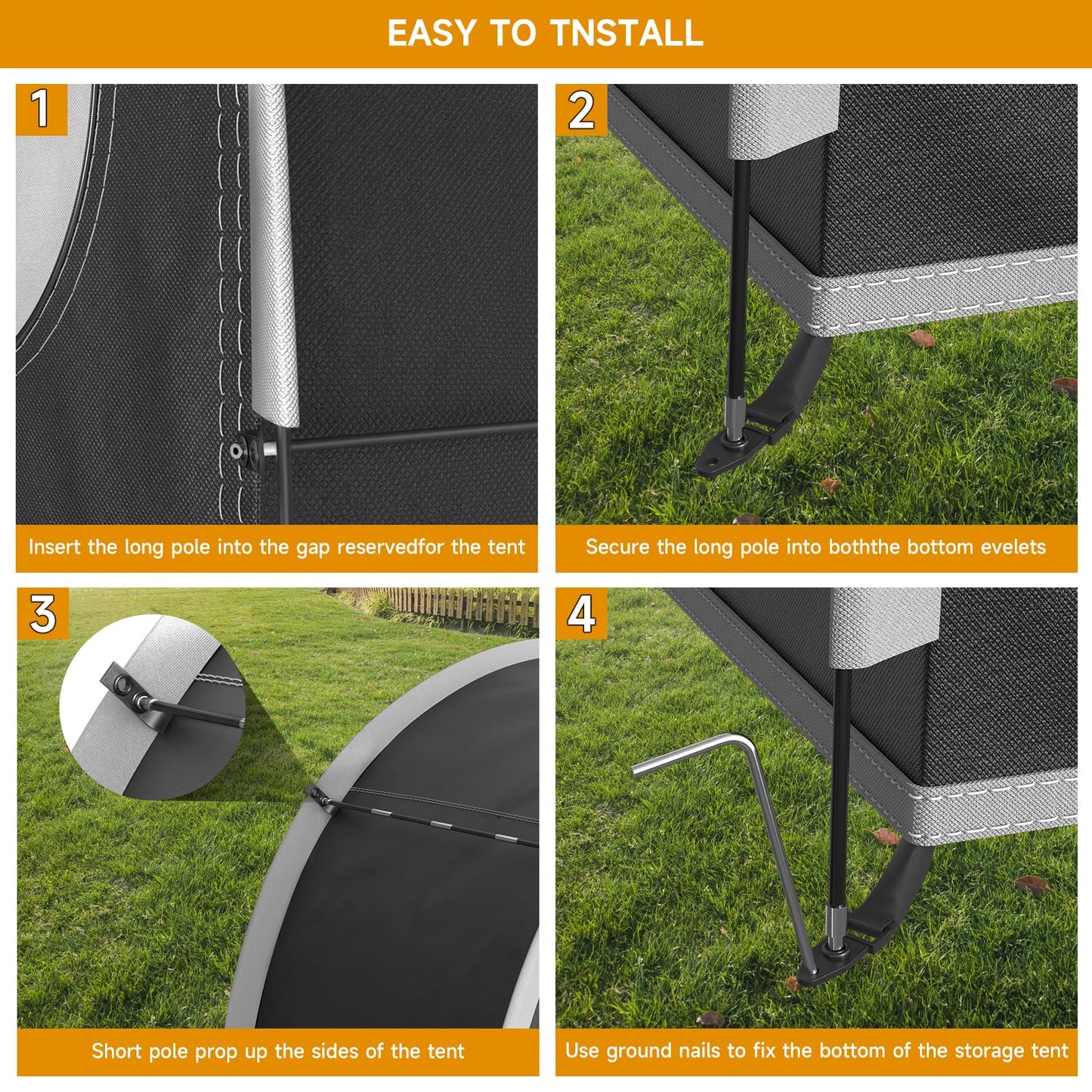 RAOOT Bike Storage Shed Tent, Oversized Storage Tent for 3-4 Bikes, Portable Foldable Garage/Garden Storage Tents, Waterproof Anti-uv Outdoor Bicycle Cover