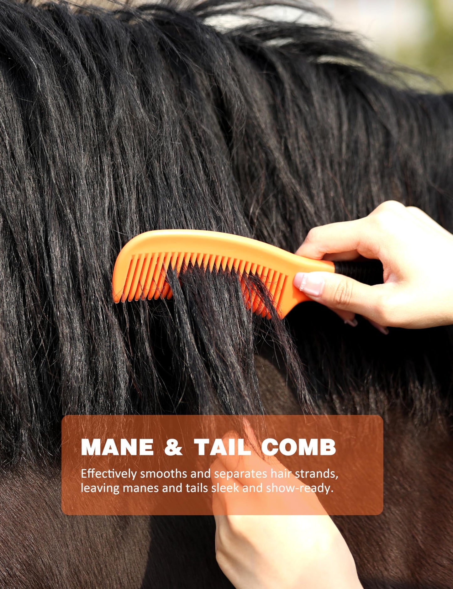 Shinewell Horse Grooming Brushes Kit 9 pieces with Organizer Bag Grooming Care Series Horse Brush Sets Orange