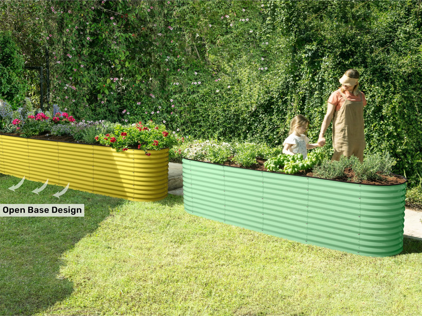 9-in-1 Galvanized Raised Garden Beds Outdoor // 8×2×2.5 ft Modular Planter for Gardening, Vegetables, Flowers // 32" Extra Tall Metal Raised Garden Bed (Light Green) // Patented Design Planter Box