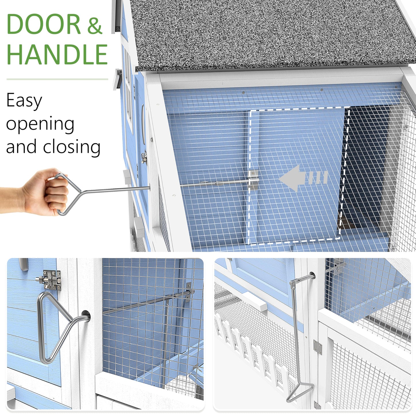 Weatherproof Wooden Chicken Coop – Indoor & Outdoor Walk-in Hen House with Run, Nesting Box, and Pull-Out Tray – Portable Backyard Poultry Cage for Easy Cleaning and Predator Protection