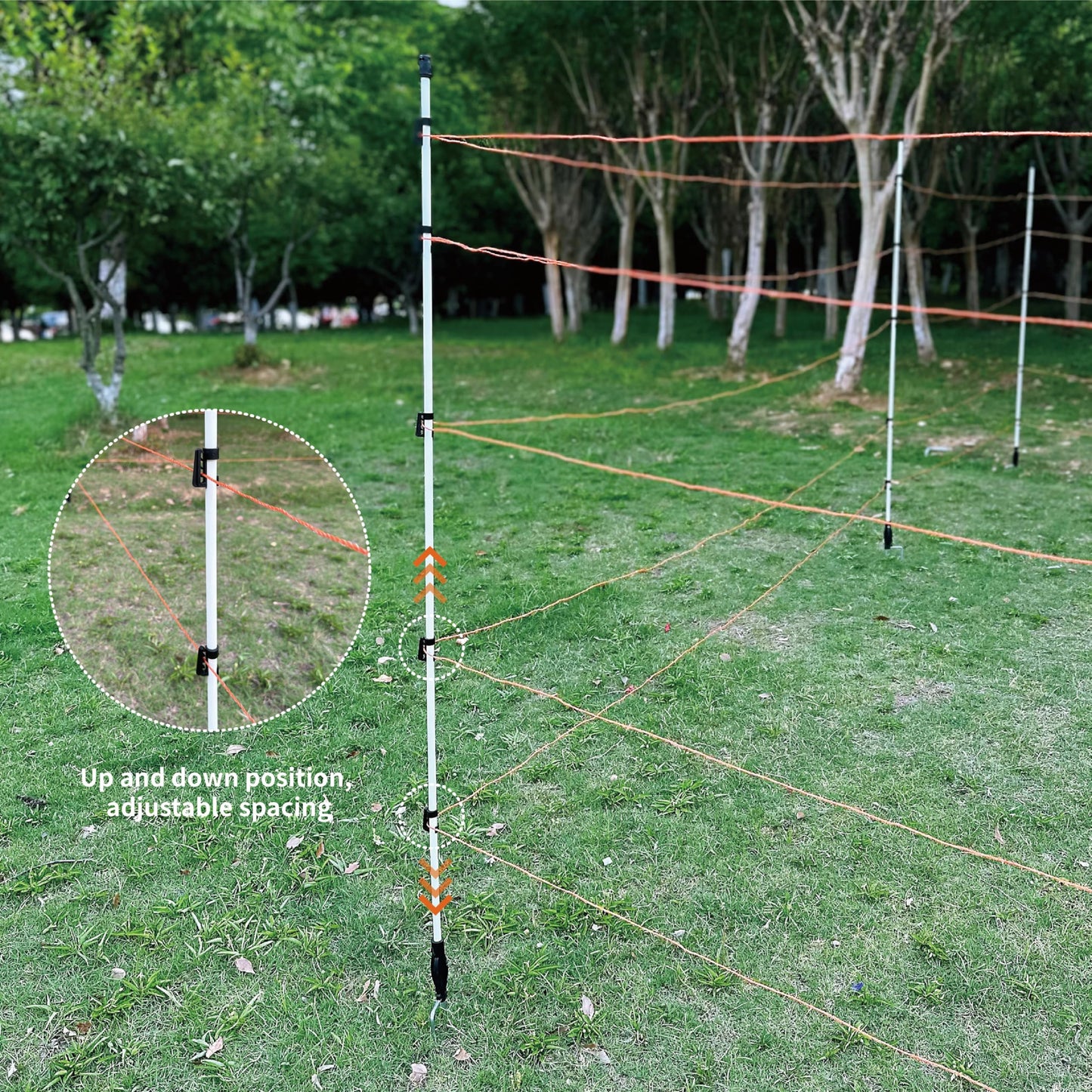 60'' Fiberglass Electric Fence Posts with Double Spikes for Animals, Garden Protection, etc. - 36 Posts Come with 180 Clips