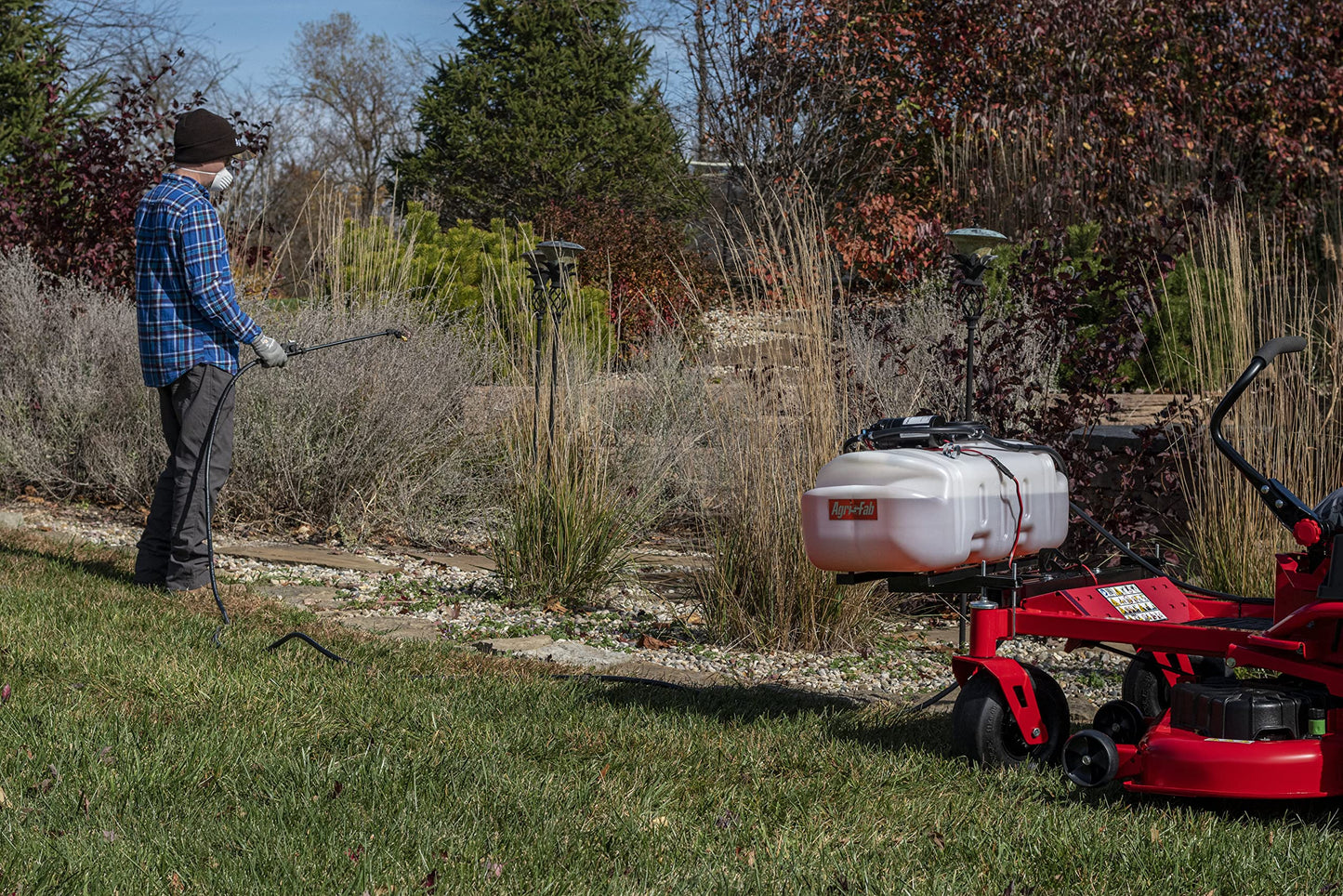 Agri-Fab 45-0628 Zero Turn Riding Lawn Mower Sprayer with Boom and Spray Wand 15 - Gallon Capacity Tank, 2.2 GPM, 100 PSI Sprayer Pump, Universal Design fits Many Zero Turn Brands