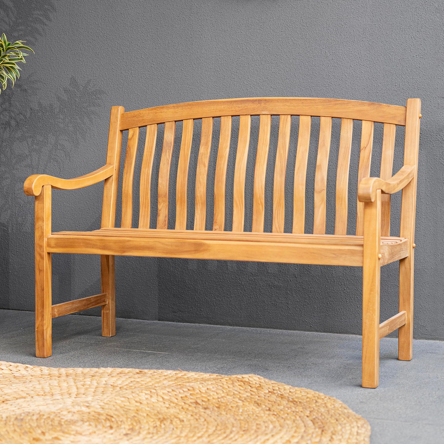Cambridge Casual Arie 4-Foot Teak Wood Outdoor Garden Bench – Weather-Resistant Wooden Patio Bench for Porch, Deck, Lawn, Backyard, or Balcony – Stylish and Durable Seating