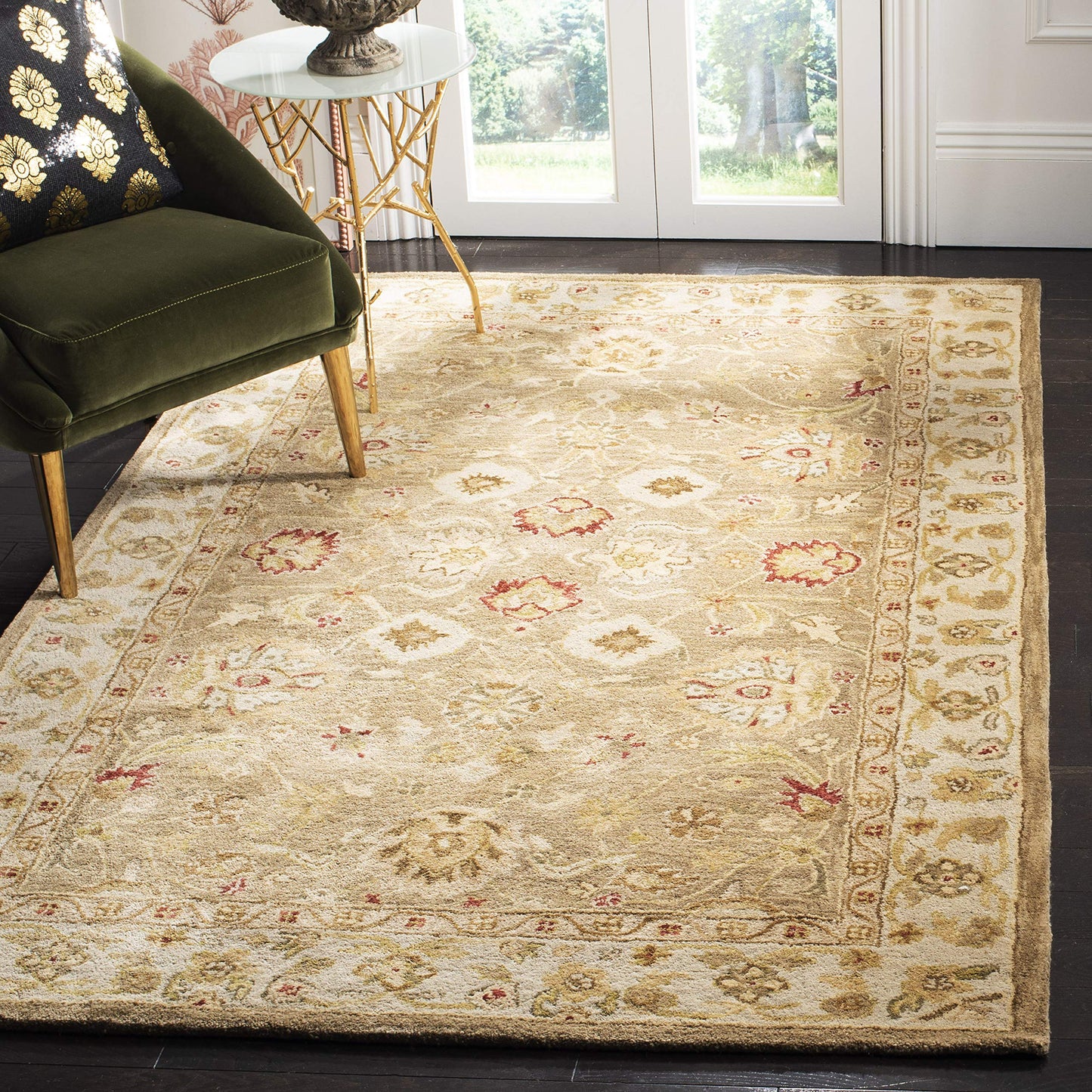SAFAVIEH Antiquity Collection Area Rug - 8' Square, Brown & Beige, Handmade Traditional Oriental Wool, Ideal for High Traffic Areas in Living Room, Bedroom (AT822B)