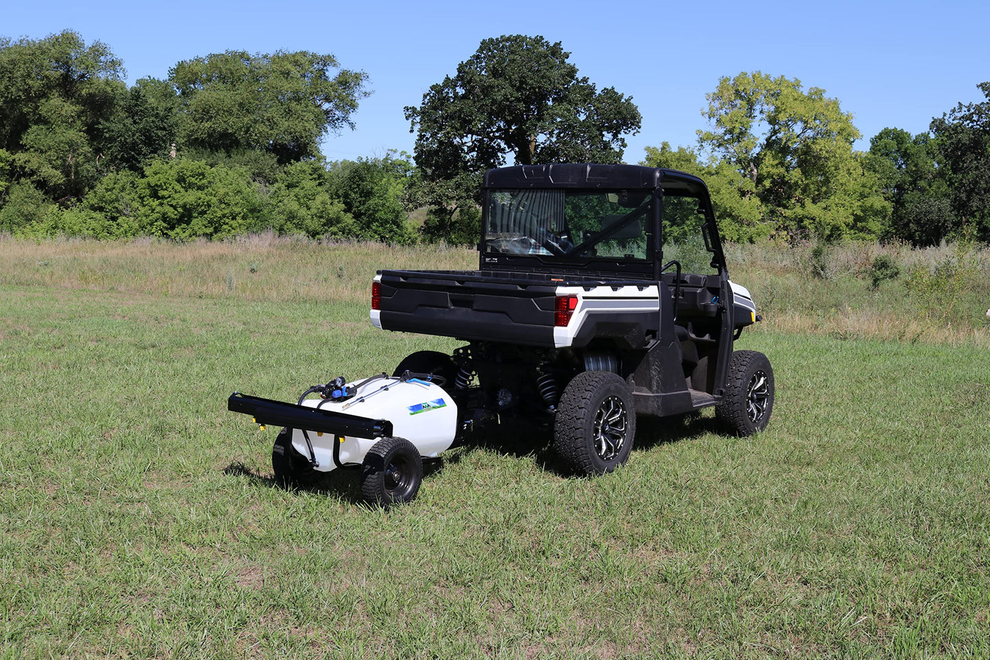 Master Mfg 36-Gallon Premium Pull-Behind Trailer Broadcast Sprayer - 10ft Swath, 3.0GPM, 60PSI Max